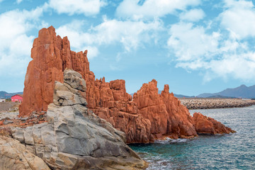 Famous Rocca Rossa (Red Rock) in Arbatax, Sardinia