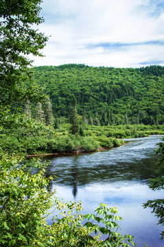 Panoramic view of Jacques Cartier River, Jacques Cartier Naional Park, Quebec