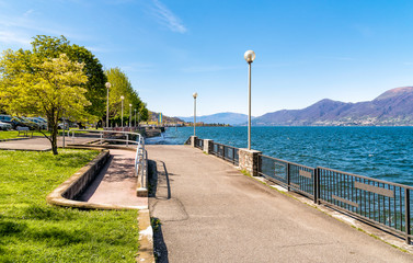 View of Luino Lakeside square, Italy
