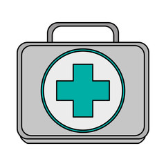 colorful realistic image first aid kit with symbol cross vector illustration