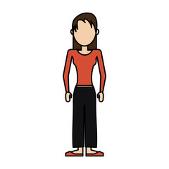 colorful caricature image faceless woman with usual clothing vector illustration