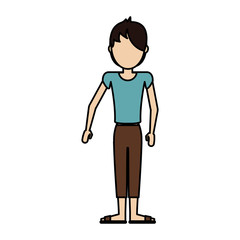 colorful caricature image faceless man with t-shirt and shorts vector illustration