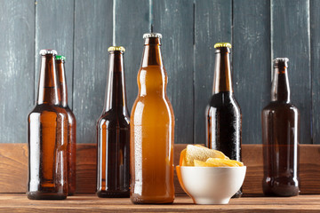 Bottles with beer