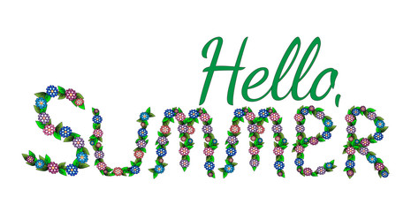 Hello summer text isolated on the white background