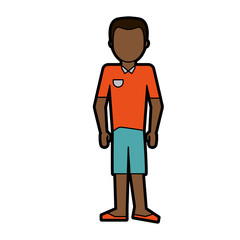 faceless dark skin man wearing polo shirt and shorts  icon image vector illustration design 