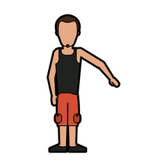 faceless man with goatee wearing sleeveless shirt and shorts icon image vector illustration design 