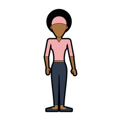 faceless woman wearing shirt and pants icon image vector illustration design 