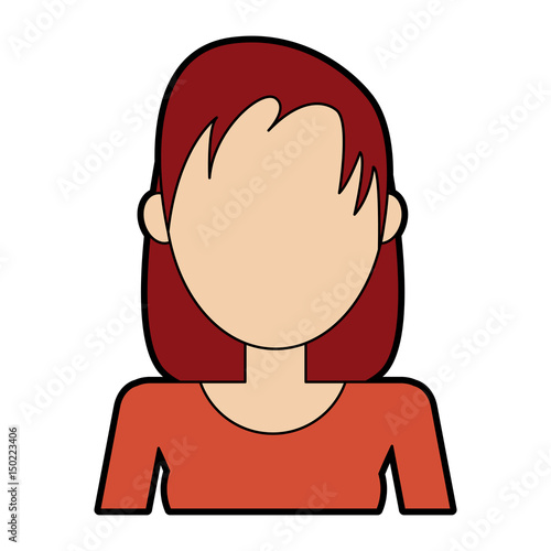 Faceless Woman With Straight Hair Icon Image Vector Illustration