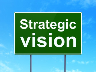 Business concept: Strategic Vision on road sign background