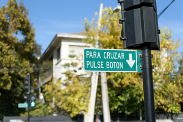 Crossroad sign in Santiago de Chile