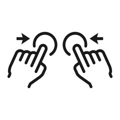 Two hand zoom out line icon, touch and gesture