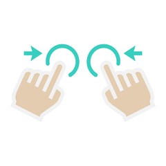 Two hand zoom out flat icon, touch and gesture