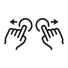 Two hand zoom in line icon, touch and gesture