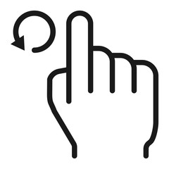 Rotate left line icon, touch and hand gestures