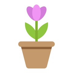 Naklejka na ściany i meble Flower in pot flat icon, plant and decor