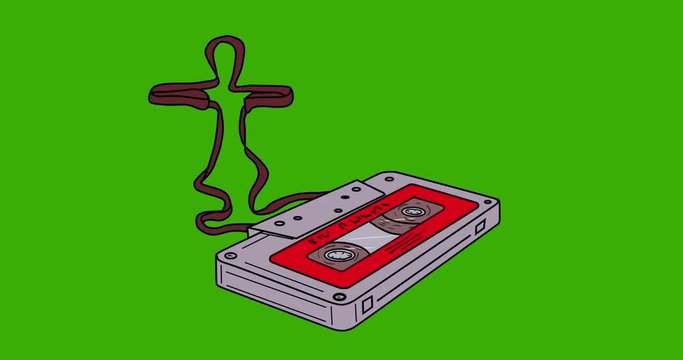 Compact Cassette Tape Man Dancing 2D Animation
