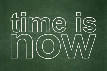 Obraz premium Timeline concept: Time is Now on chalkboard background