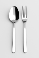Fork and spoon silverware