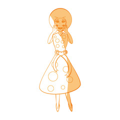 Vintage woman cartoon icon vector illustration graphic design
