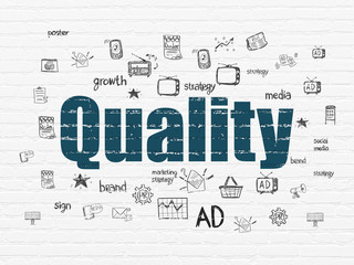 Marketing concept: Quality on wall background