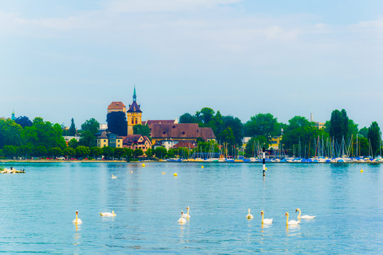 Panorama of the swiss city Arbon situated on the bodensee lake
