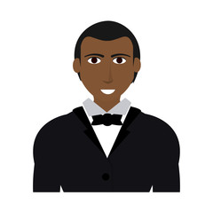 handsome dark skin man with muscular body wearing suit icon image vector illustration design 