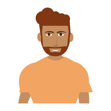 bearded handsome man with muscular body icon image vector illustration design 