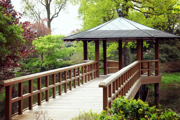 Pavilion  at the Japanese garden in Wroclaw