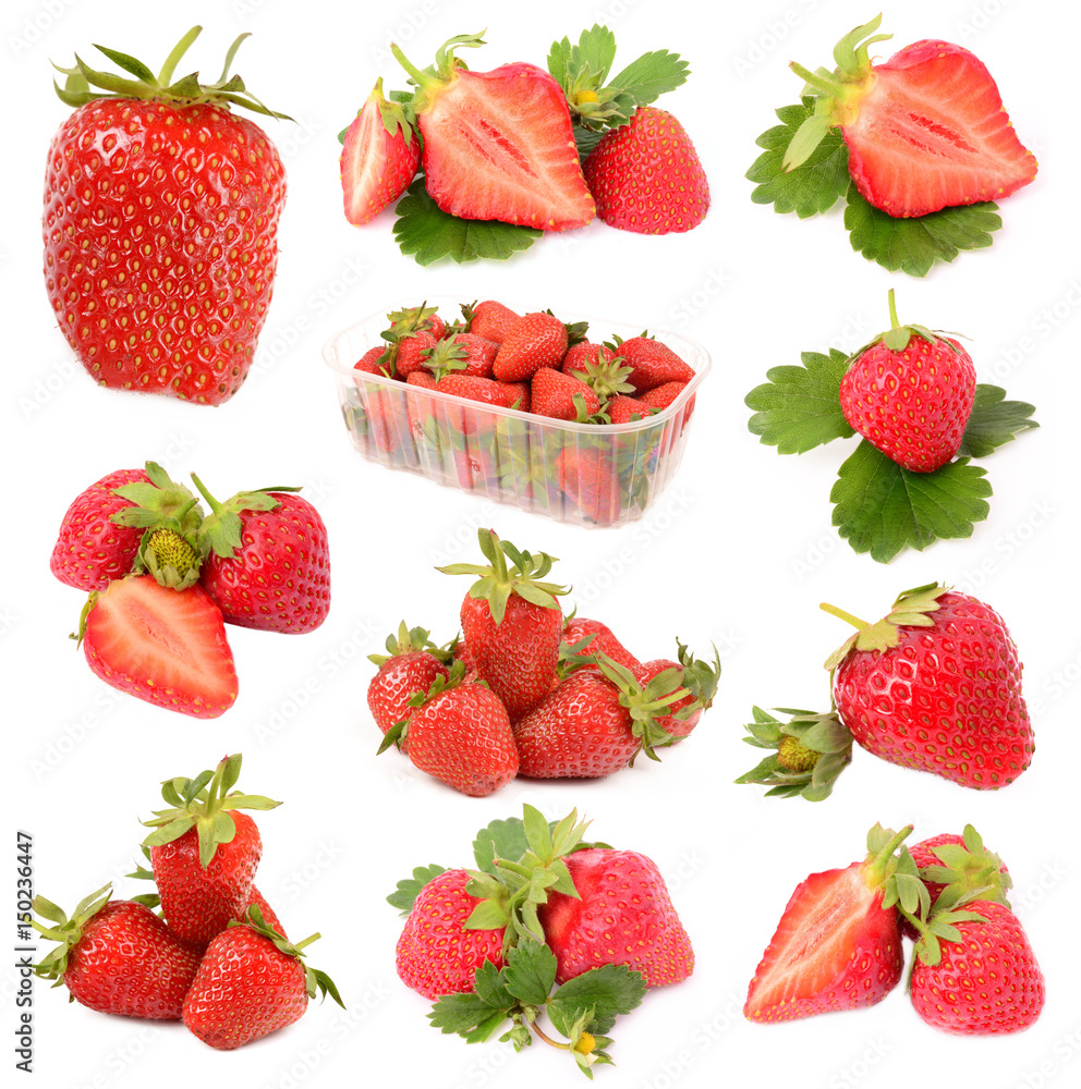 Sticker strawberries on a white background