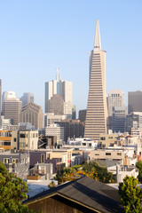 Fototapeta na wymiar Over Neighborhood Homes Buildings San Francisco California