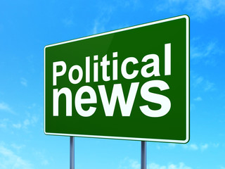 News concept: Political News on road sign background