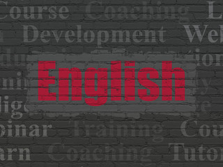 Learning concept: English on wall background