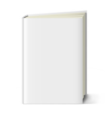 Blank cover book with a slightly open page isolated on white background. Ready for your design, promo, advertising. Vector illustration.