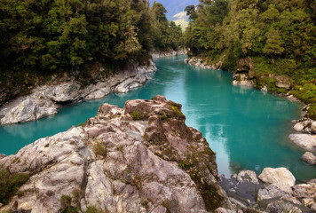 Naklejka na ściany i meble The Blue Pools Near Haast Pass. ..Aspiring National Park, Southern Alps, New Zealand