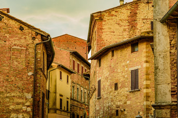 View of the city of montepulciano in the province of siena toscana italia, famous for the red wine Nobile