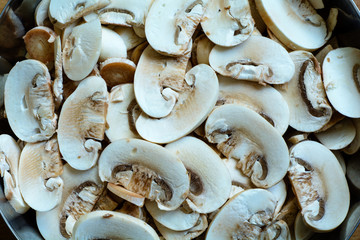 Bowl with champignons mushrooms