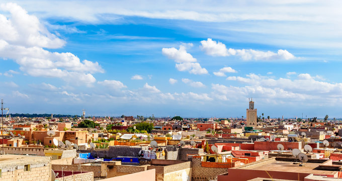View over the colorful roofs over Marrakesh