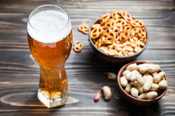 Beer with Pretzels, Crackers and Nuts,