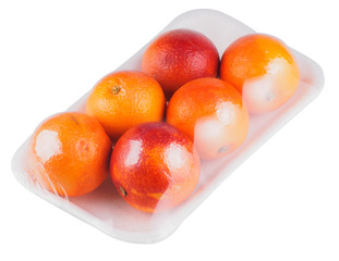 blood red orange fruit in container
