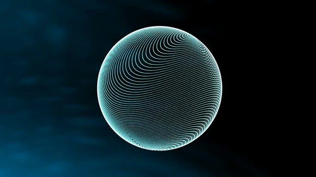 3D sphere morphing and rotating. Technology motion graphics background.