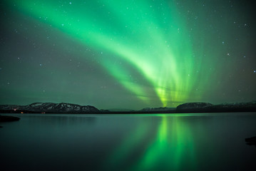 Northern Lights lake reflection