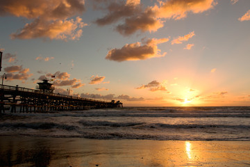 Golden sunset at pier