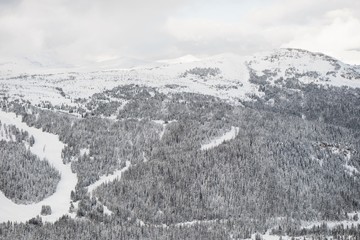 Fototapeta na wymiar Snow covered mountains during winter