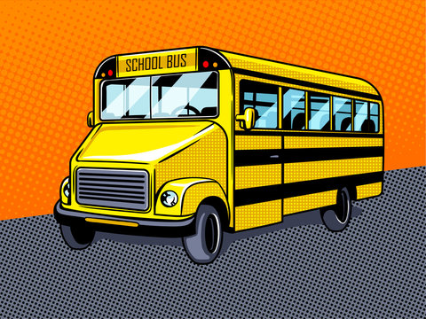 School bus pop art style vector