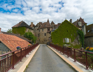 Fototapeta na wymiar Carennac, Lot, France, May 5, 2017: View of silent street in the small French town