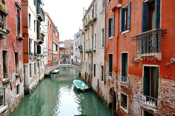 Venetian typical canal in Venice, Italy
