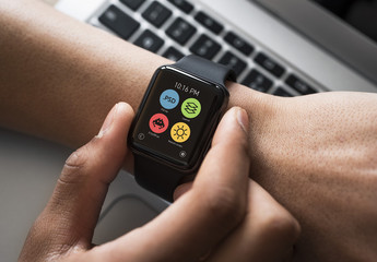 Close View Mockup of User's Smartwatch 7