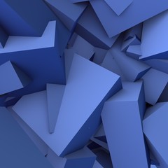 Abstract 3d background with blue polygonal triangles and cubes.