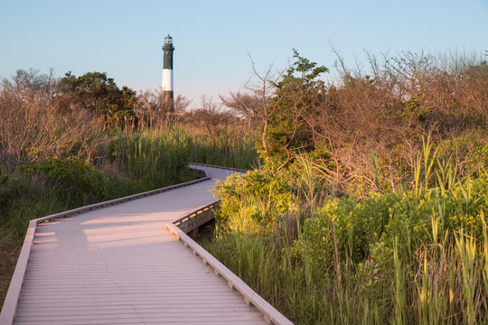 Path Leading To Historic Fire Island Lighthouse, Long Island New York