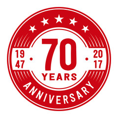 70 years anniversary logo template. Vector and illustration.